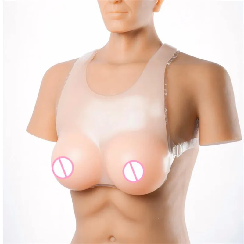 Fashion 1800g Realistic Silicone Breast Forms With Shoulder Straps For Transvestite Drag Queen Crossdresser Shemale Cosplay Gift