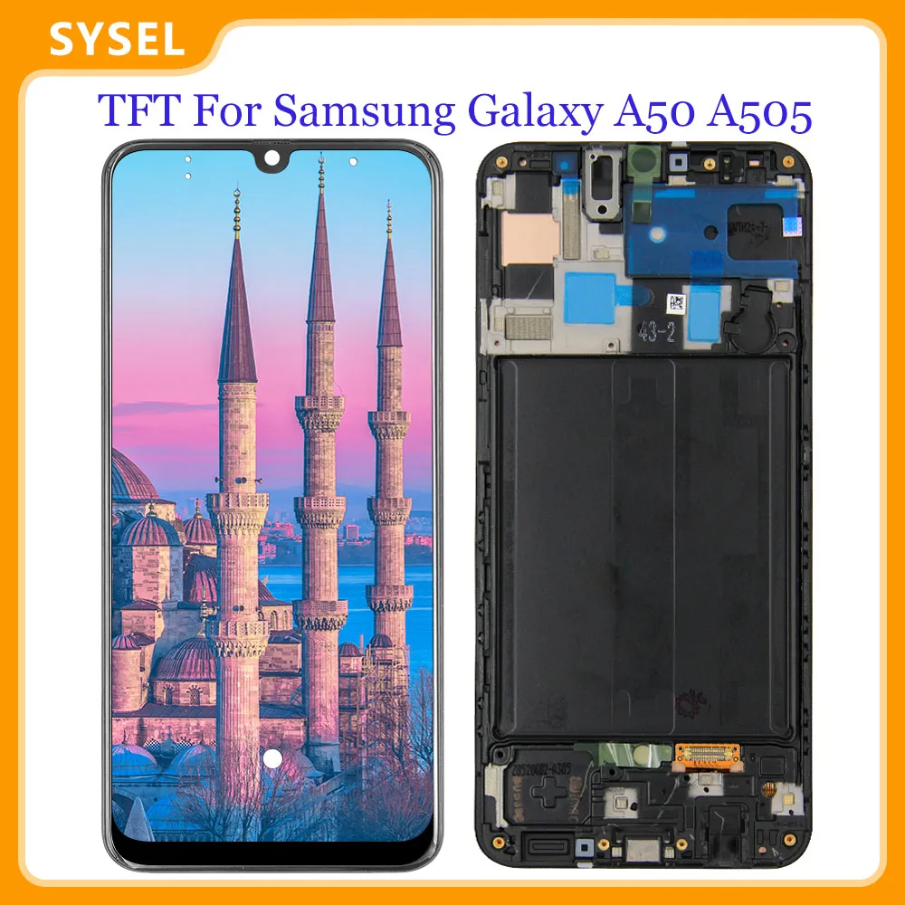 ЖК дисплей с рамкой для Samsung Galaxy A50 A505 LCD A505DS A505F A505FD A505A сенсорным экраном и