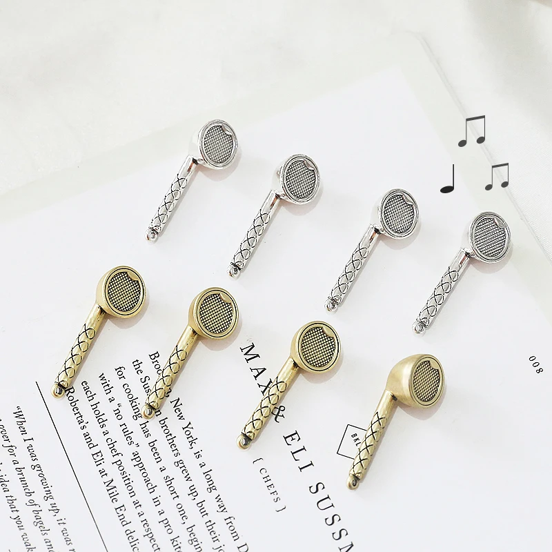 

6pcs Fun simulation wireless headset k gold white K belt hanging diy homemade ear jewelry accessories material bag pendant