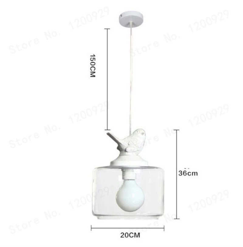 Скандинавский подвесной светильник в виде птицы с 1 головкой стеклянный простой