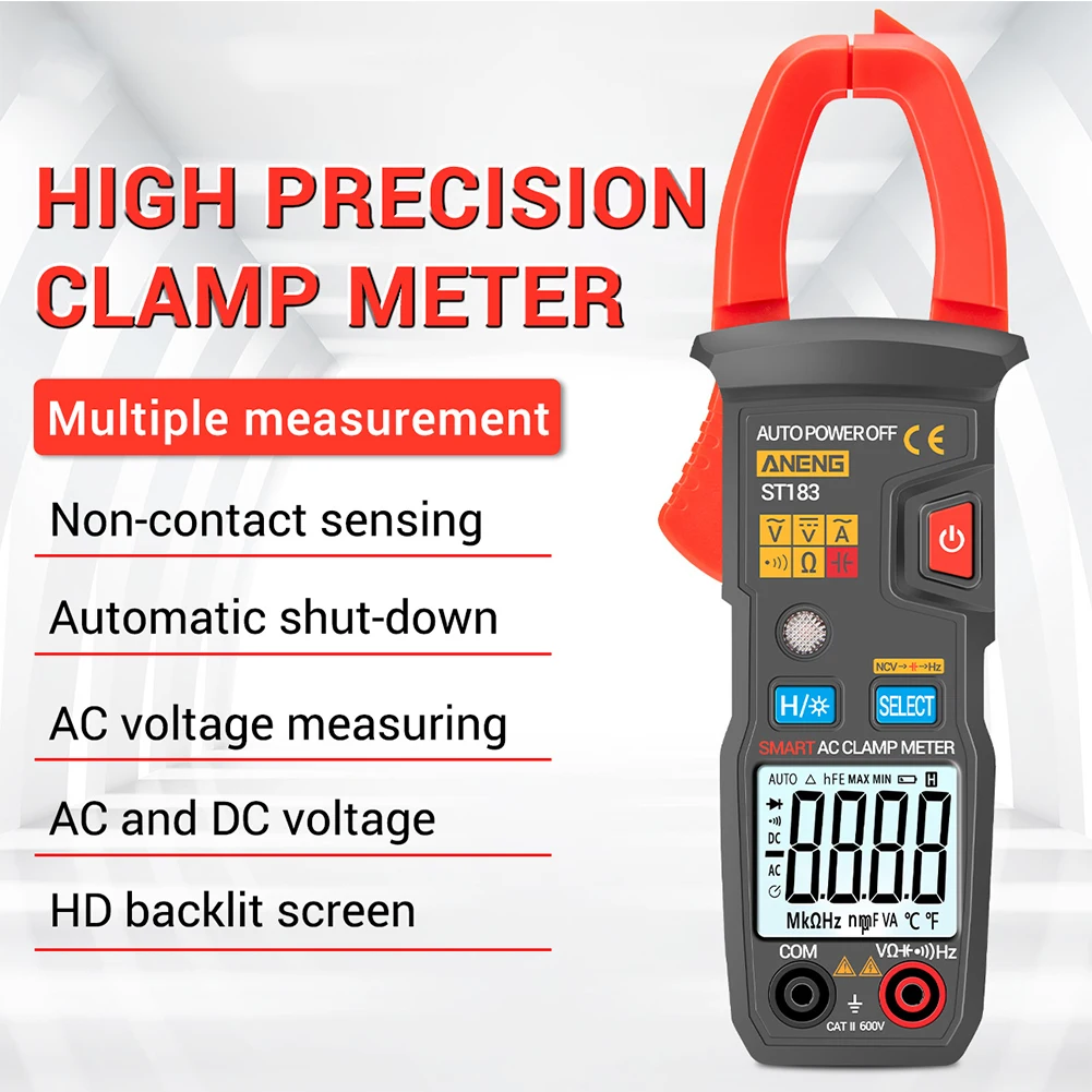 

4000 Counts ABS Digital Clamp Meter Voltage Portable Home Backlight AC DC Current Battery Powered Multifunctional LCD Display