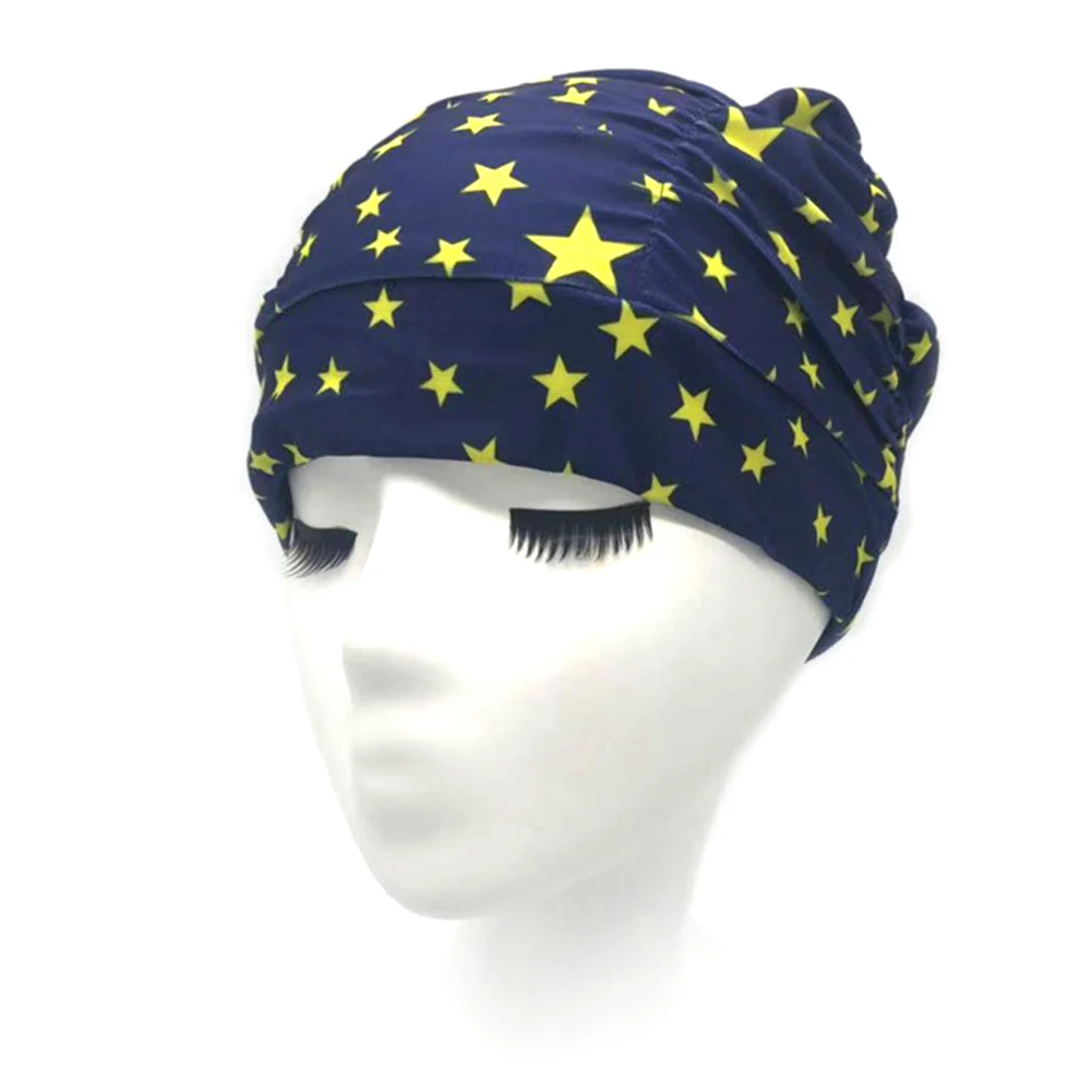 

Unisex Nylon Printed Sports Stretch Swim Pool Long Hair Soft High Elasticity Adults Bathing Swimming Cap Beach Non Slip Turban