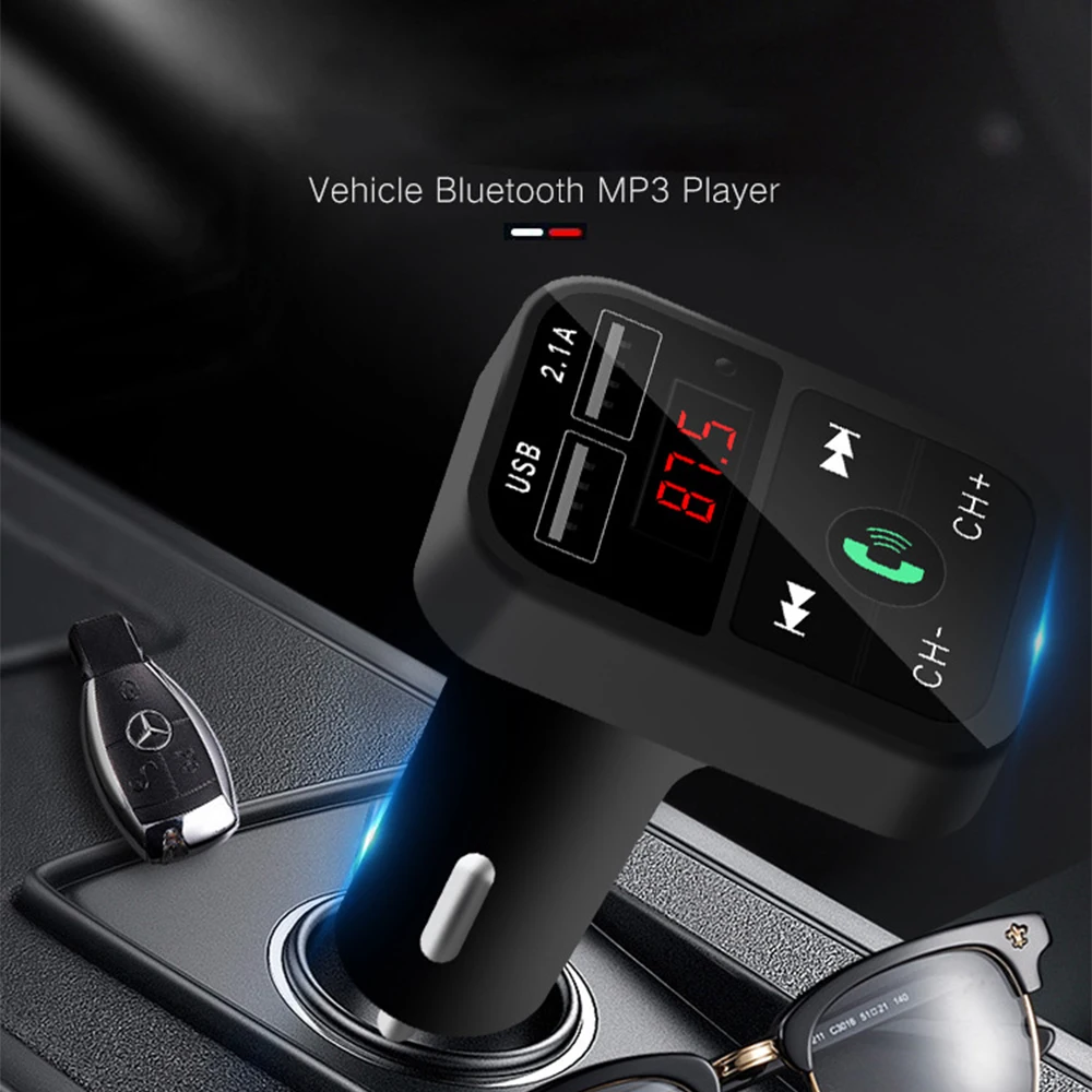 

Dual USB Fast Charger Car Hands-Free Bluetooth 5.0 FM MP3 Player Transmitter Car Kit Wireless Handsfree Audio Receiver