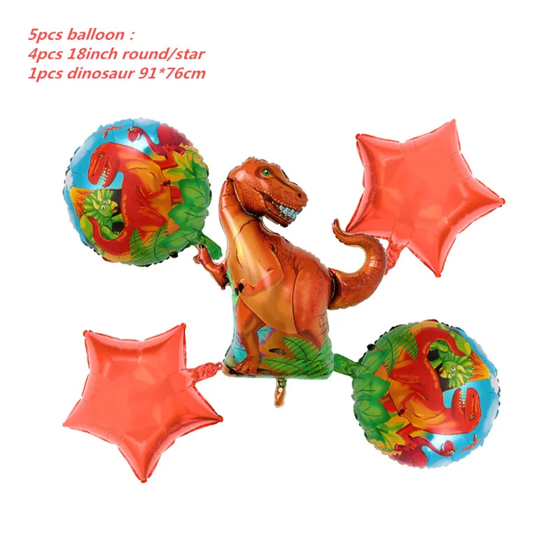 5pcs balloon 6 и 5 шт. большой динозавр фольги шарики, День подарков будущей матери день рождения Юрского мира украшения воздушный шар в форме животного дети подарок Globos - Цвет: 5pcs balloon