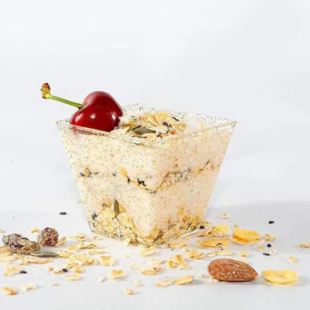 

50 шт., одноразовые пластиковые прозрачные квадратные чашки для десертов