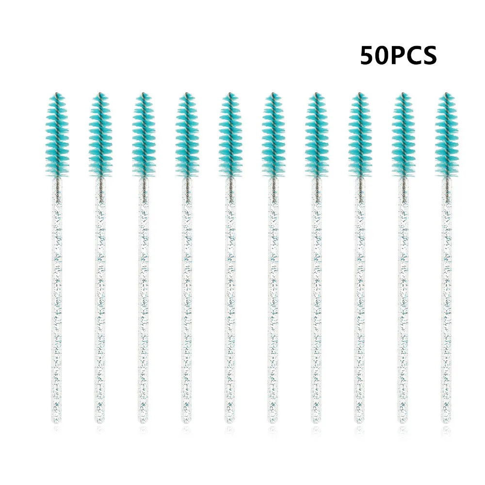 50pcs blue 50 шт./упак. красный блестящий Одноразовые ресниц аппликатор палочки бигуди Набор кистей, тушь для ресниц и бровей мотальные гребень палочки Spoolies кисти TM218 - Handle Color: 50pcs blue