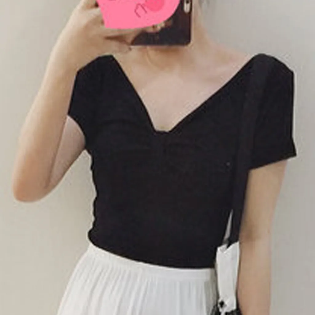 Женская Повседневная Блузка с коротким рукавом и буквенным принтом летняя