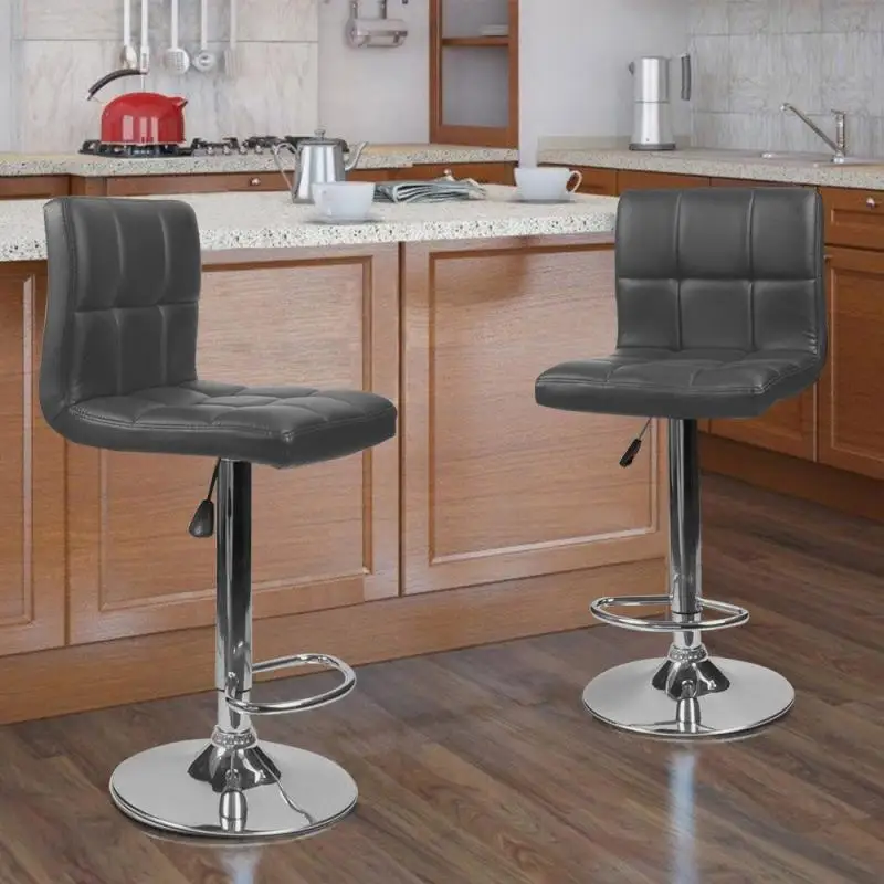 

2Pcs/Set Bar Chairs Leather 360° Swivel Bar Stools Chairs Height Adjustable Pneumatic Pub Chair Home Office Kitchen Chair HWC