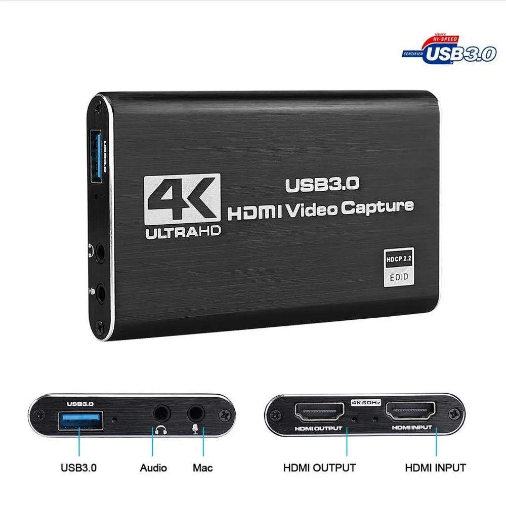 4K HDMI записывающая коробка USB3.0 драйвер бесплатно игровой плейер с микрофоном HD