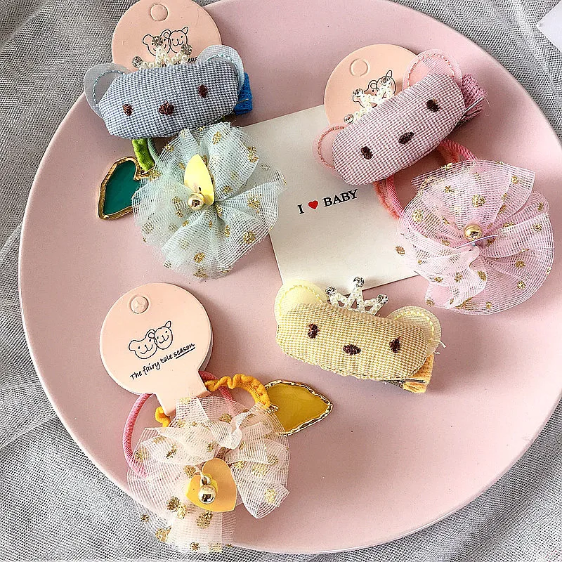 Новинка 2020 детский зажим для волос мультяшный клетчатый медвежонок сетчатая