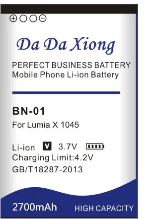 Da Xiong 2700mAh BN 01 BN01 литий ионный аккумулятор для телефона NOKIA X 1045 RM 980 Normandy / X2 + Plus 1013