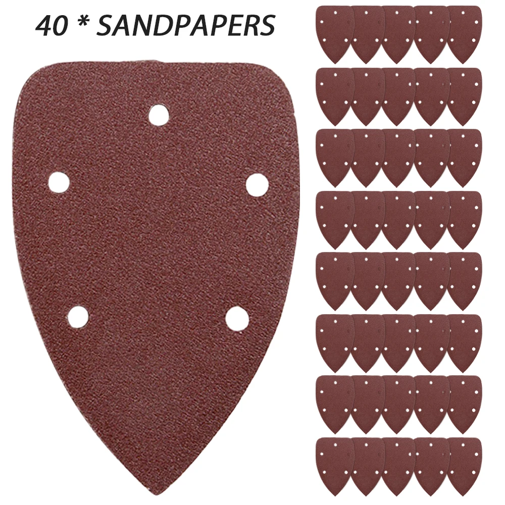 

40PCS Flocking Sandpaper Mouse Detail Sanding Paper Sheets Disc Pad Sander Pads Aluminum Oxide Oscillating Multi-tool Power Tool