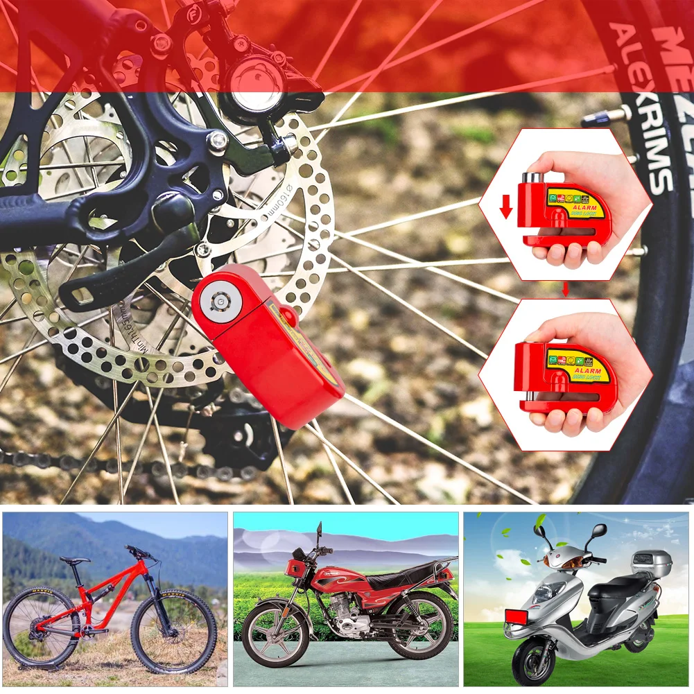 Замок сигнализации для мотоцикла 110 дБ защита от звука вора дисковый тормоз