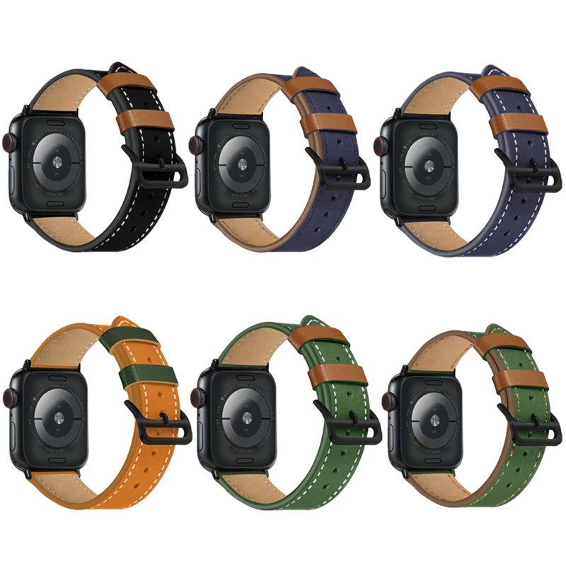 

For Apple Watch Series 4 3 2 1 Genuine Leather Watchband Replacement Strap for IWatch 44mm 40mm 42mm 38mm Bracelet Wristband
