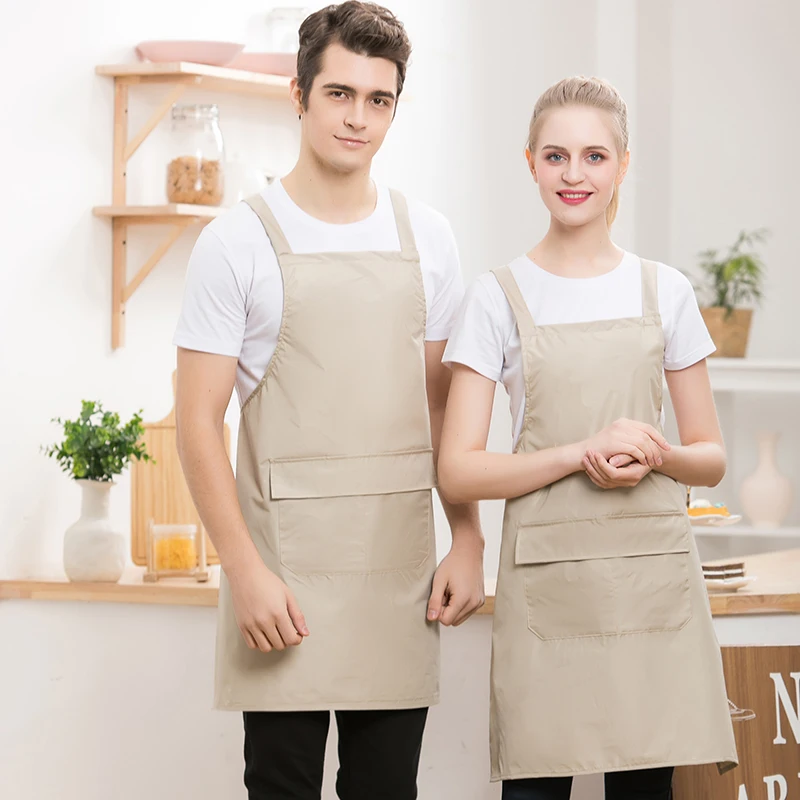 1PC Apron Black Brief Adult Water and Oil Proof Kitchen Restaurant Cooking Bib Aprons with Pocket |