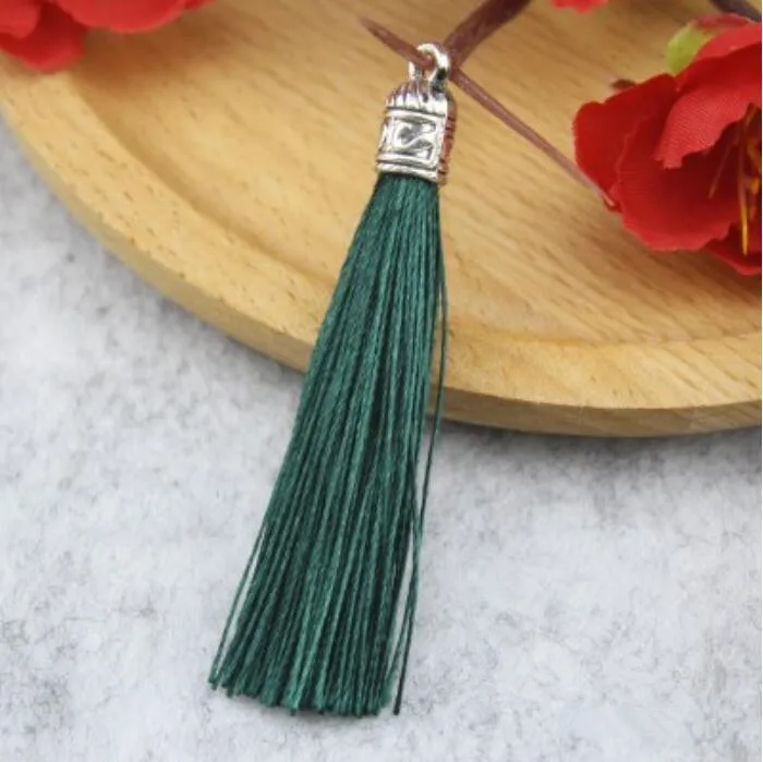 Dark Green 10 шт. серебряная кепка с кисточками, ювелирный занавес, декор одежды, аксессуары, самодельный брелок, сумка для мобильного телефона, бахрома, кисточки, нарядные ремни, подвеска - Цвет: Dark Green