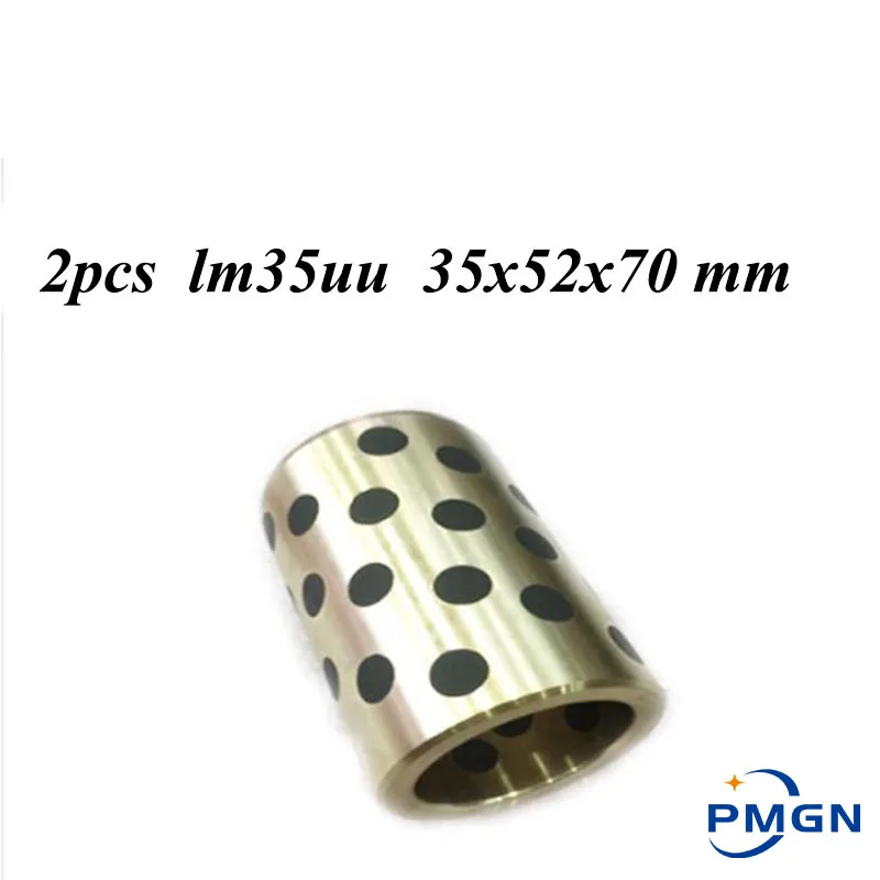 

PMGN 2pcs 35x52x70 mm linear graphite copper set bearing copper bushing oil self-lubricating bearing JDB LM35UU LM35