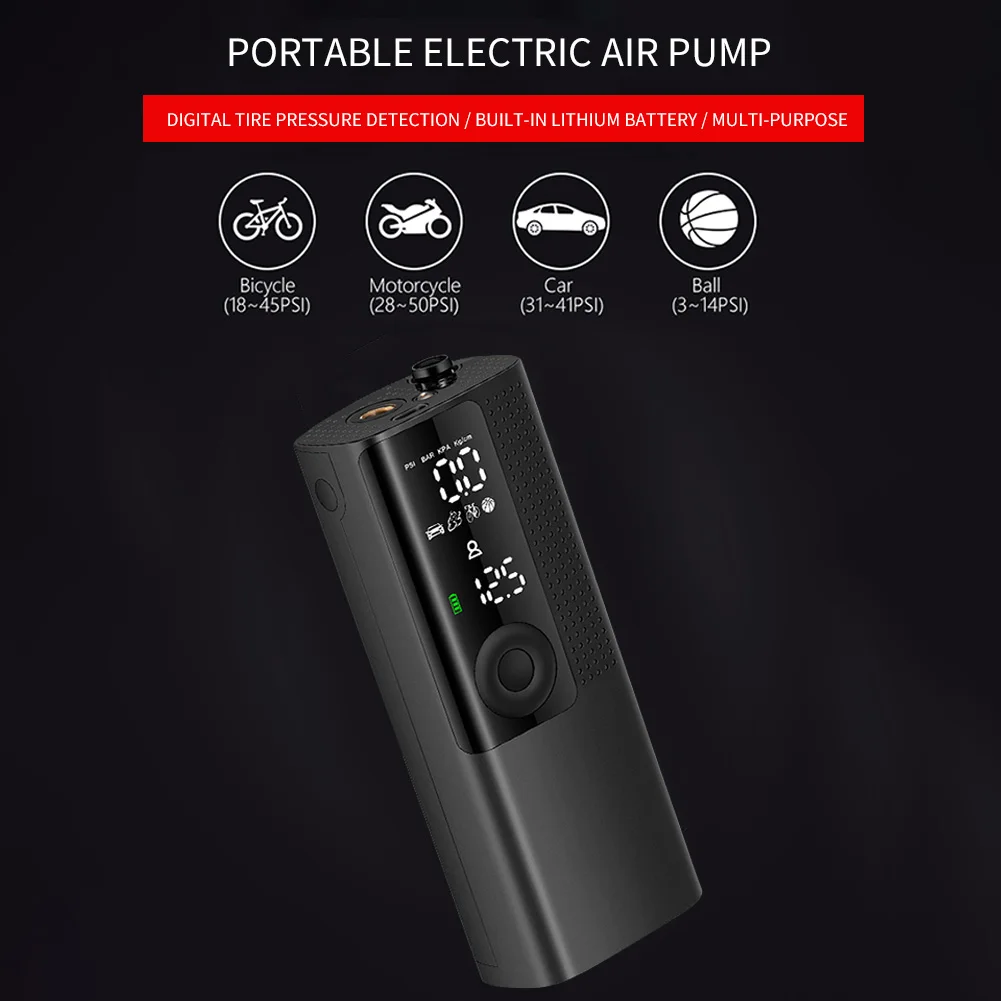 120psi велосипед Электрический мини насос Портативный Smart уход за кожей лица маска