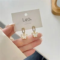 fashion new butterfly ear buckle earrings gold plated diamonds temperament earrings for women bride jewelry 2021