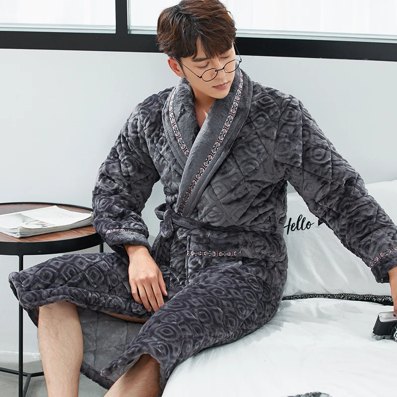 Толстая стеганая Коралловая фланелевая мужская модель с длинным рукавом женский