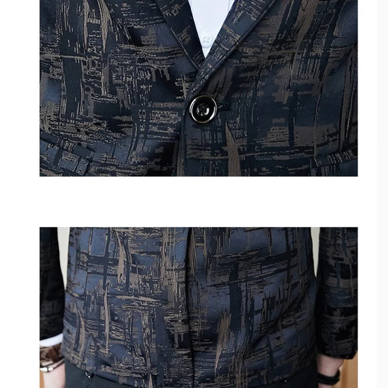 2019 Male business Suite Autumn Classic Brand Blazer Men Single Button Casual Print Slim Fit Business Suit Jackets size S-5XL | Мужская