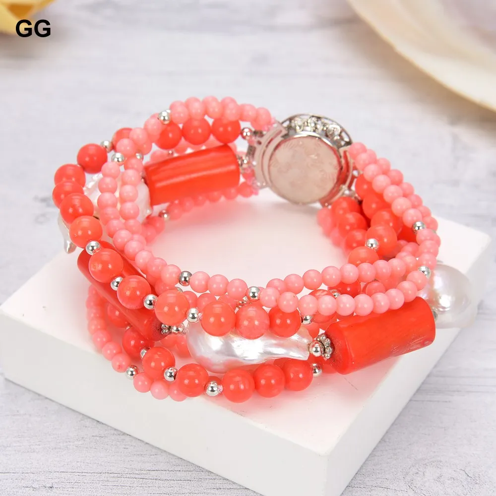 GuaiGuai ювелирное изделие 8 'ɷ нитей коралловый натуральный белый браслет с