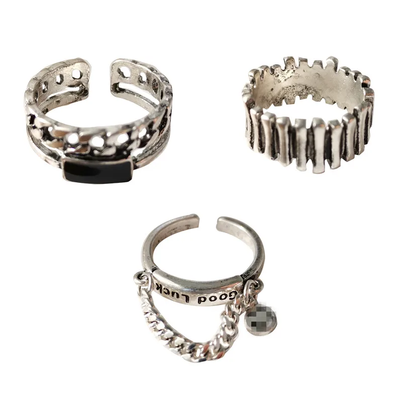 

XIALUOKE New Fashion Vintage Alloy Do Old Geometric Round Finger Joints Rings Set For Women Punk Personality Joker Jewelry R01