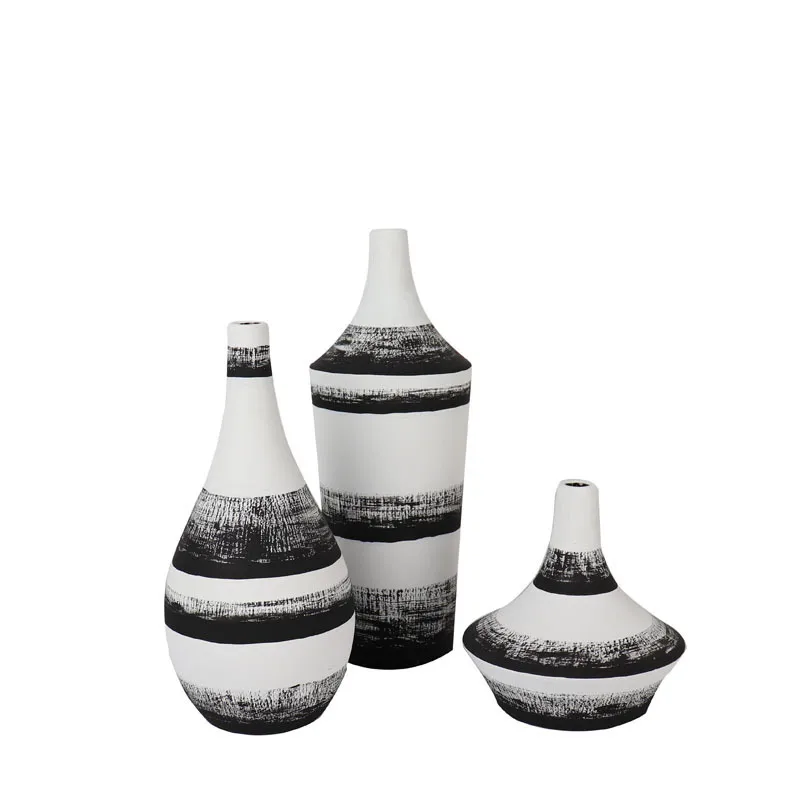 

Nordic ins simple black and white striped ceramic vase living room TV cabinet desktop dried flower decoration home accessories
