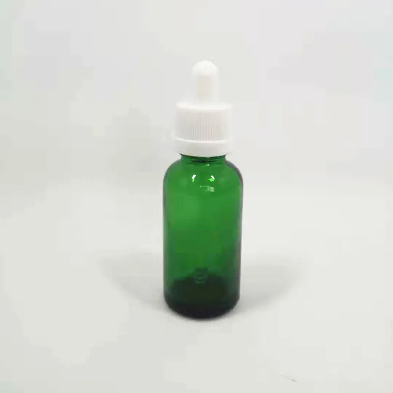 green with whitelid 30 мл пустая прозрачная Янтарная зелено-синее стекло флакон-капельница флакон для Назального масла пипетка E Жидкость многоразовая бутылка посылка с черной крышкой - Цвет: green with whitelid