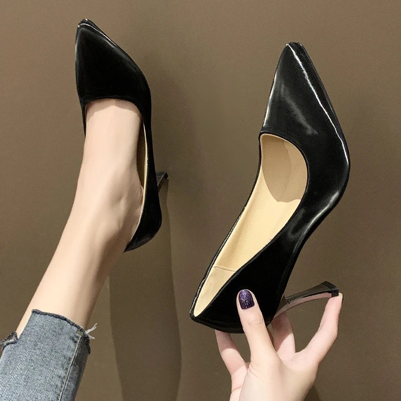 Большие размеры 35-44 женские модельные туфли вечерние на высоком каблуке