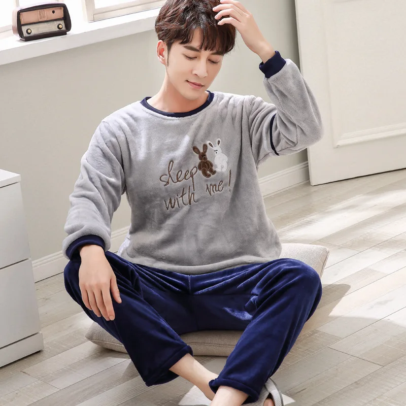 Autumn Winter Women Pajamas Sets With Pants Sleep Lounge Sleepwear Warm Unisex Cartoon Bear Animal Plus Size 3XL | Женская одежда