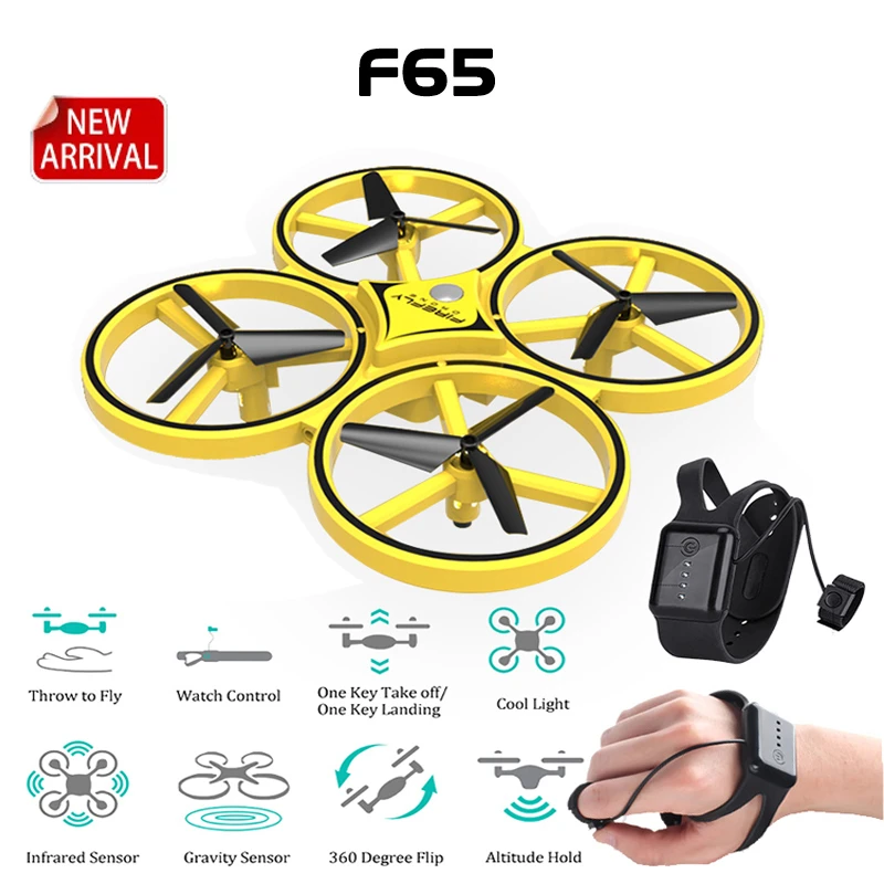 

NYR F65 RC Drone Smart Watch 360 Degree Flip Throw To Fly Gesture Control Altitude Hold Quadcopter Children's Toy Gift