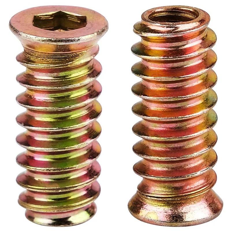 

100 Pieces of 1/4inch -20x15mm Nut Thread Wood Core Bolt Fastener Joint Hexagon Socket Drive Suitable for Wood Furniture