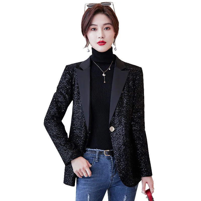 Новинка 2022 Женский весенне-осенний костюм высококачественный Блестящий