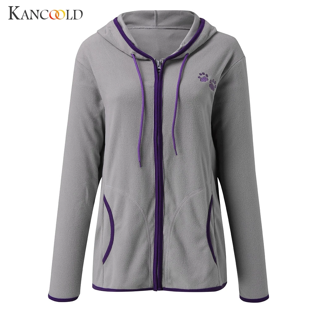 KANCOOLD пальто для женщин модные топы молния Кот отпечаток когтя с длинными