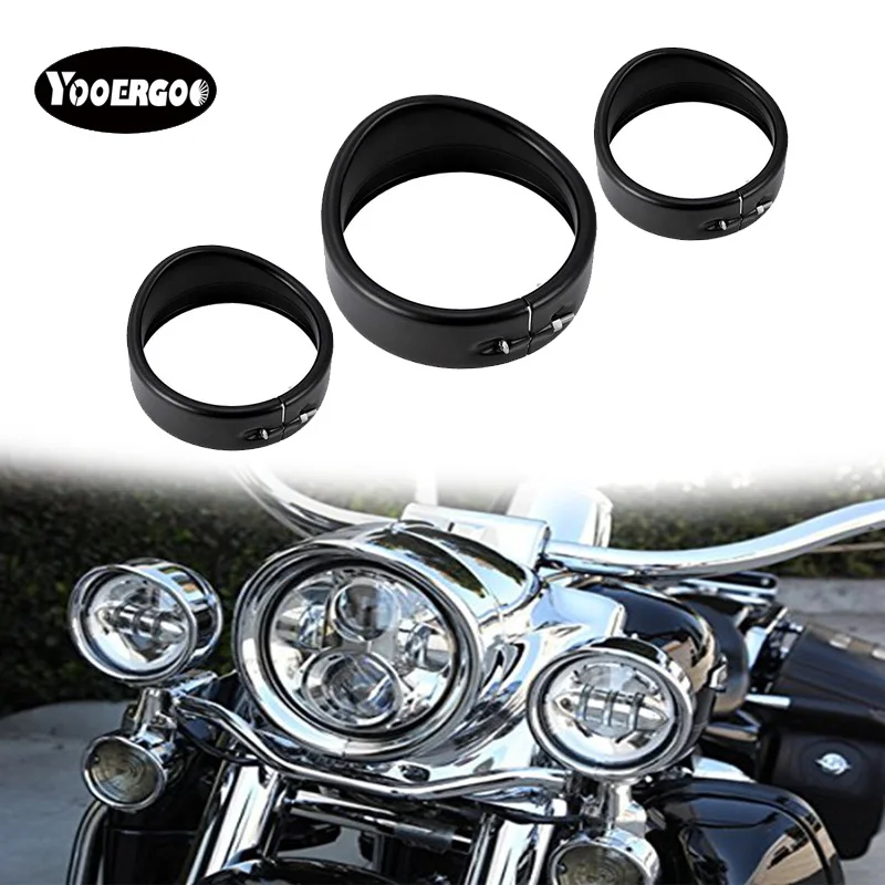 

7inch black/Chrome Headlight Headlamp Trim Ring 4.5 inch Fog Light Trim Ring For H arley Touring Road King Electra Glide