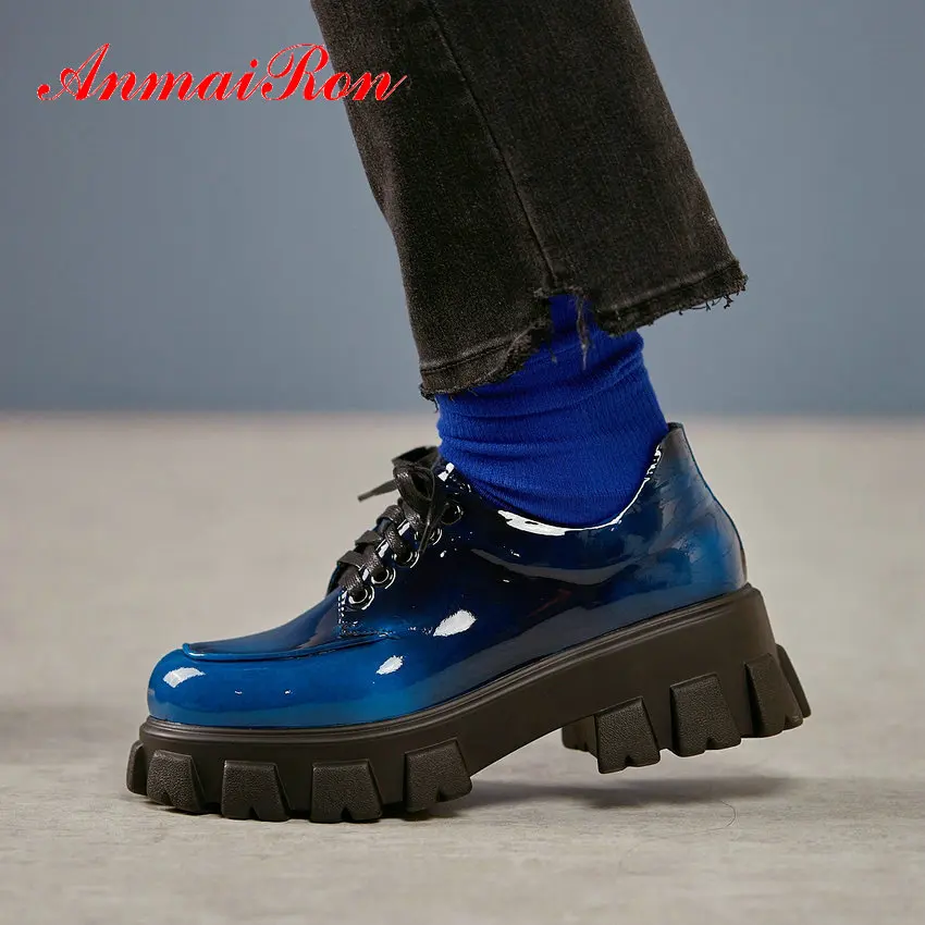 Женские туфли из лакированной кожи ANMAIRON свадебные с круглым носком повседневные