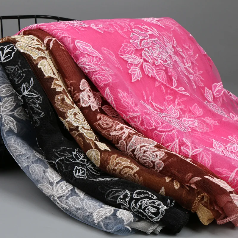 Модный простой кружевной Цветочный лоскутный шелковая шаль шарф Женский