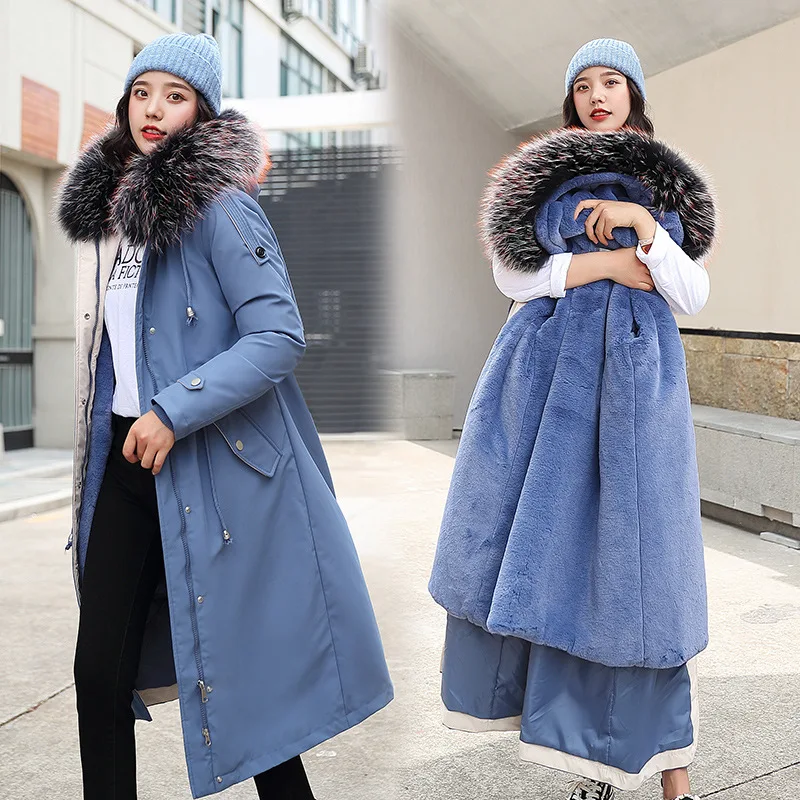 Фото Корейские меховые женские зимние пальто длинные куртки из искусственного меха