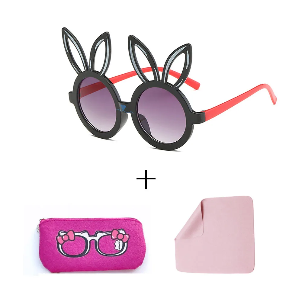 Glasses set Минимальный милый кролик форма гибкие детские солнцезащитные очки UV400 очки оттенки младенческой поляризованные ребенок для маленьких детей Защитный солнцезащитные очки - Цвет линз: Glasses set