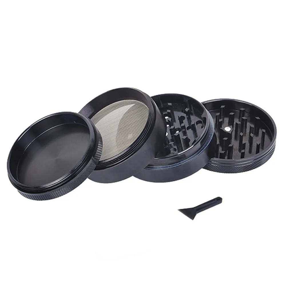 

New 4-layer Aluminum Herbal Herb Tobacco Grinder Smoke Grinders Smoking Pipe Accessories Black Smoke Cutter Smoker Grinder #20