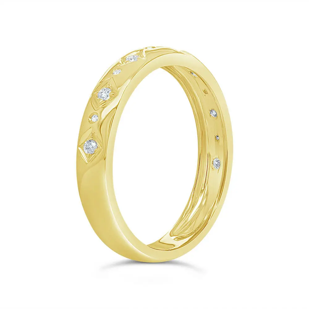 

Womens 0.10 CT 10K Rose Gold Natural Round Diamond Wedding Band Ring Diagonal