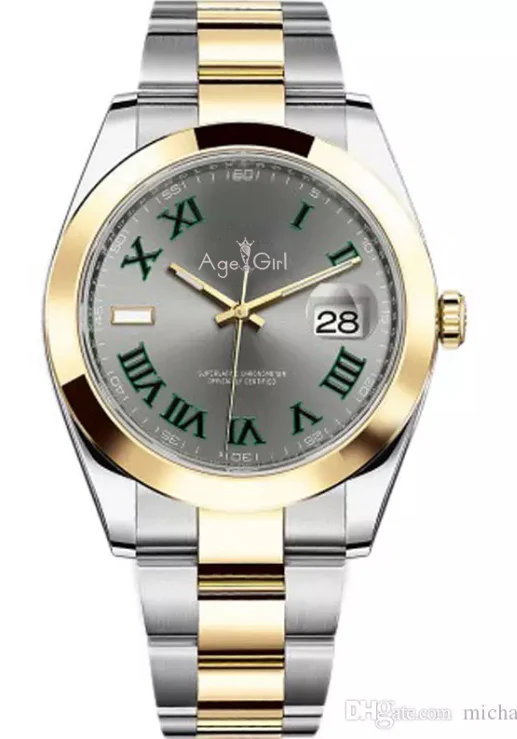6 Роскошные брендовые Новые Мужские автоматические механические часы Datejust из нержавеющей стали сапфировые серебряные розовое золото Римский зеленый синий серый часы 41 мм - Цвет: 6