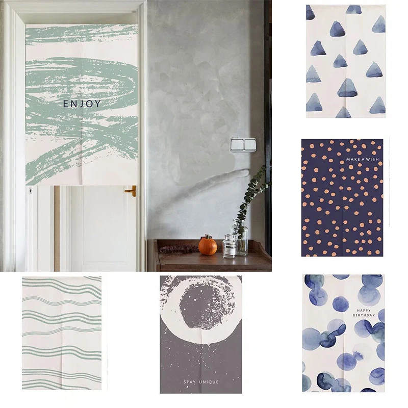

Cotton Linen Bedroom Kitchen Door Curtain Shower Toilet Half Panel Curtain Partition Curtain Doorway Hanging Curtain Decoration