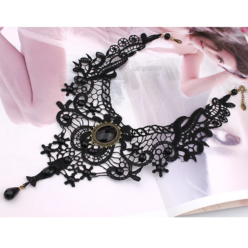2020 сексуальный черный кружевной воротник чокер с кристаллами ожерелья женские