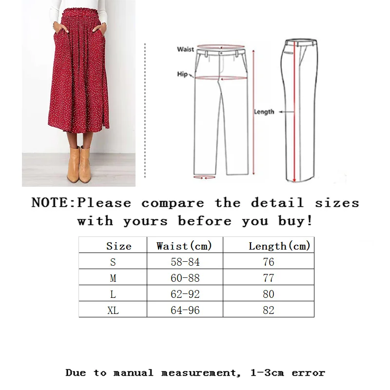 

Zoulv 2021 Midi Maxi Swing Women Skirt with Pockets Elegant Casual High Elastic Waist Polka Dot Pleated Skirt Bohemian Skirt