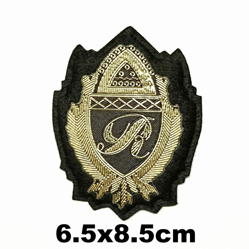 

PVC silk screen printing hot stamping crown leaf letter patches EE-3407