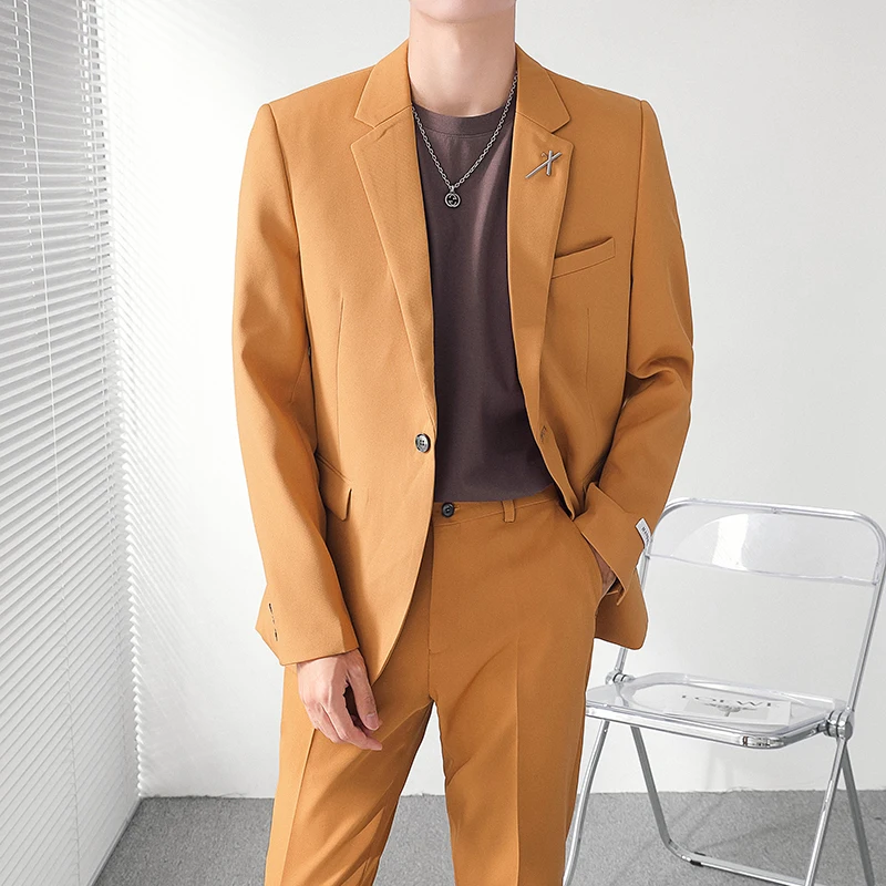 

Ins Style Blazer Men Slim Fit Business Casual Suit Jacket Blazers Male Korean Streetwear Fashion Suit Coat