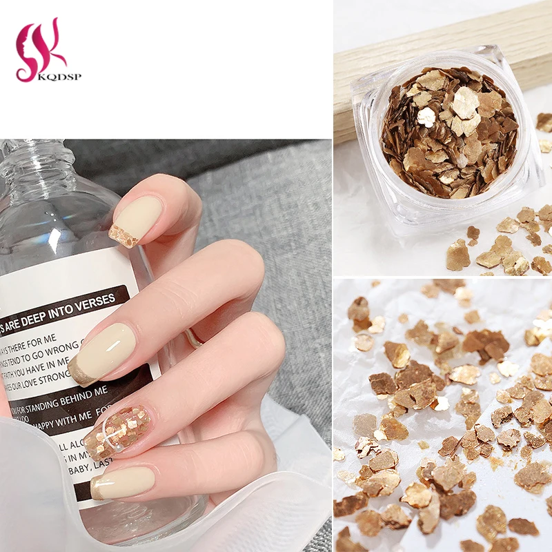 

Nail Art Gold Natural Mica Sheet 3D Slice Flakes Glitter Decoration Fragments Texture DIY Manicure Holographic Irregular Sticker