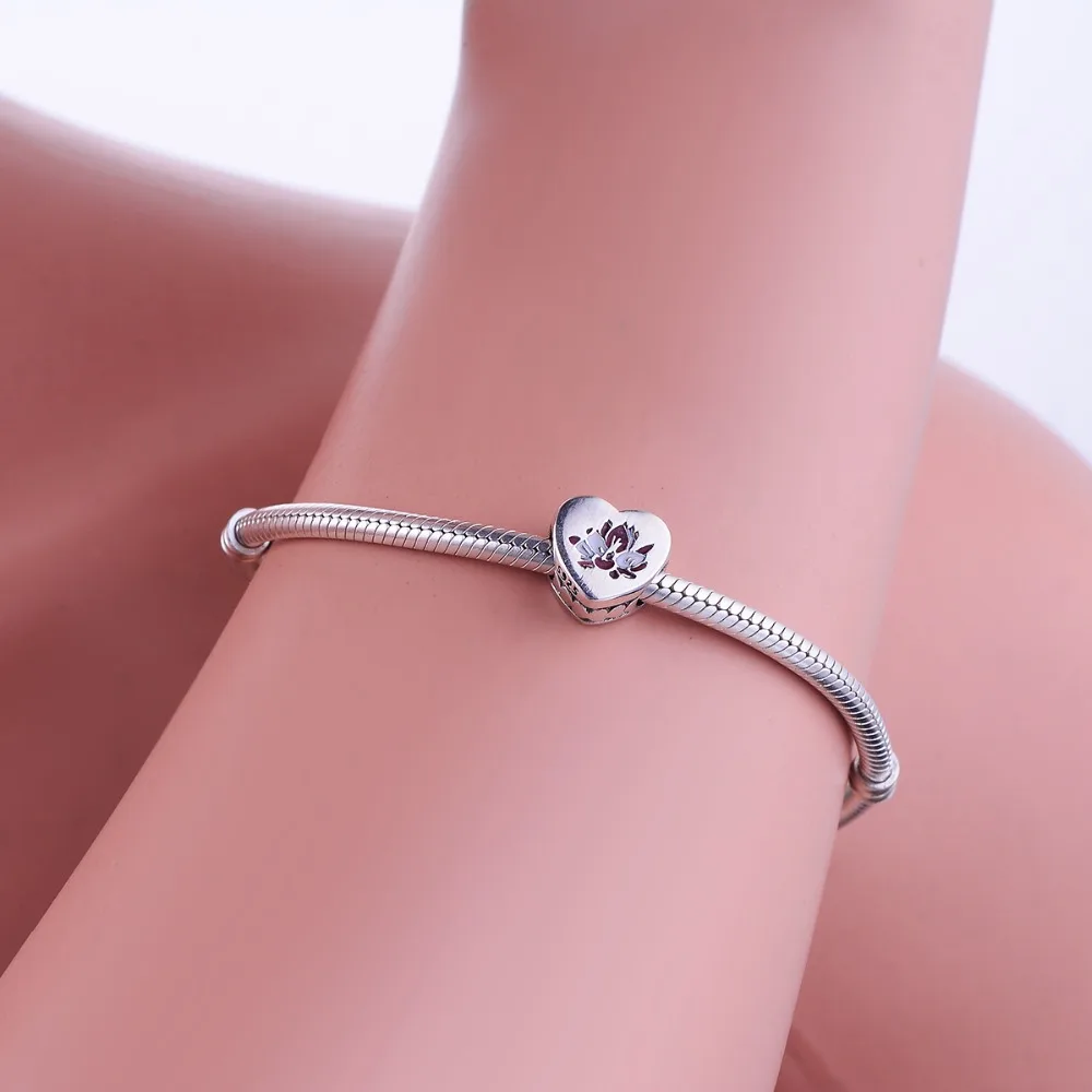 Оригинальный очаровательный браслет красный серый эмаль цветок персика сердце